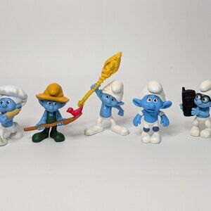 The Smurfs 2011 McD's PVC Figures - Baker, Farmer, Clumsy, Panicky, and Brainy